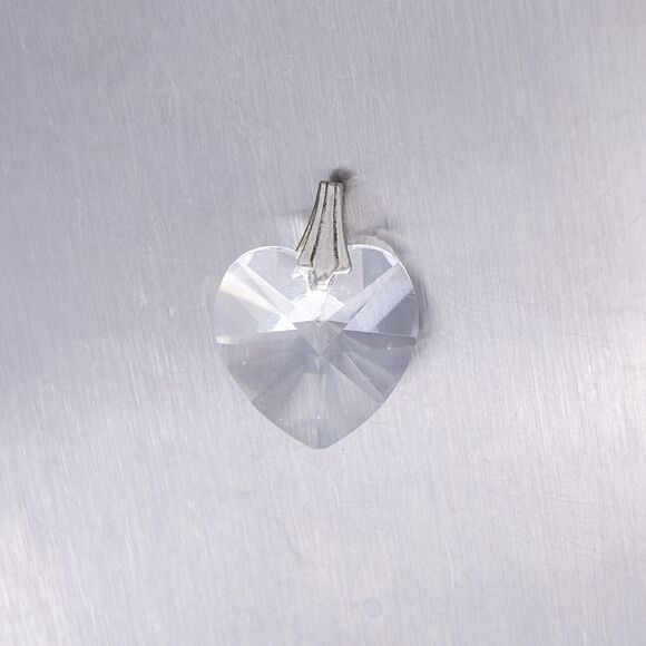 Vintage Sterling Silver 925 Faceted Crystal Heart Pendant - Picture 2 of 5